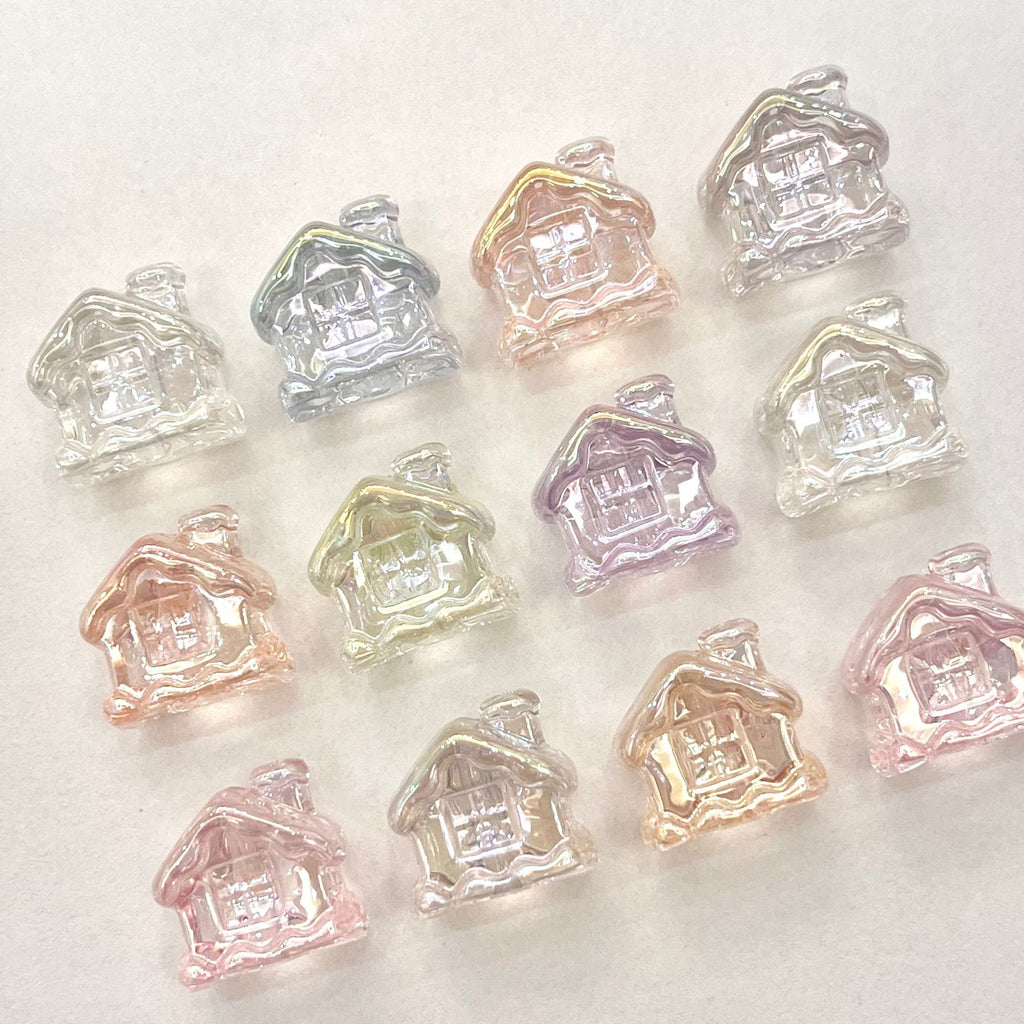 Transparent Snow House Acrylic Beads 20mm Assorted Colors 10pcs