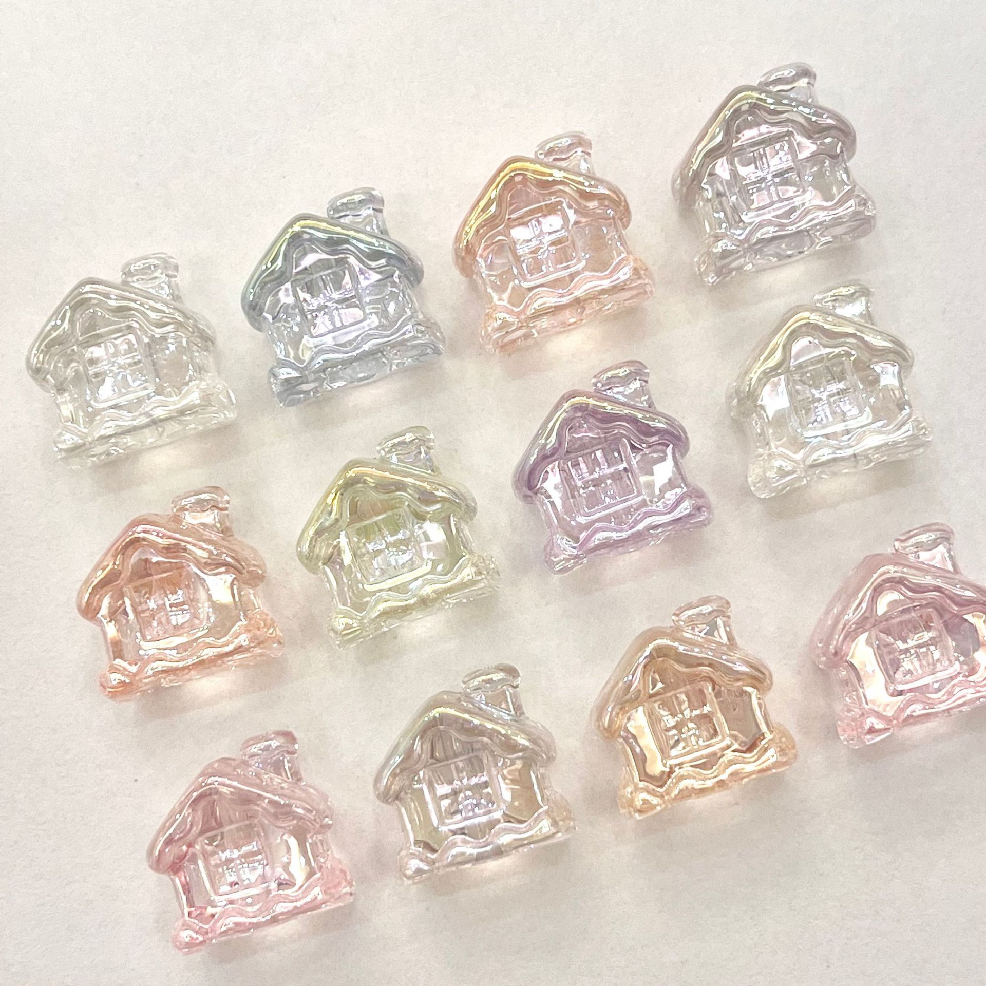 Transparent Snow House Acrylic Beads 20mm Assorted Colors 10pcs