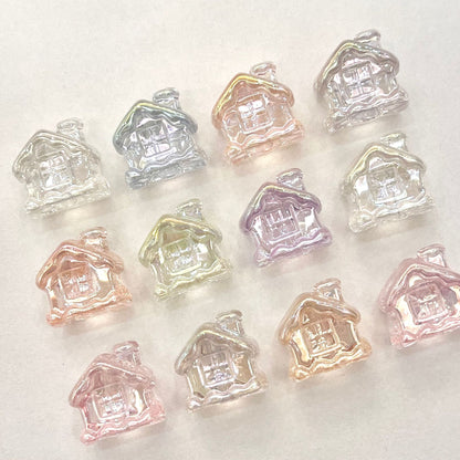 Transparent Snow House Acrylic Beads 20mm Assorted Colors 10pcs