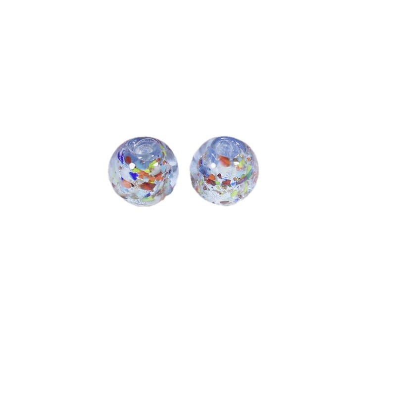 Lampwork Glass Beads Round 10/12mm Floral Silver Foil Filled 10pcs 5