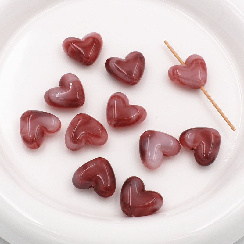 Marble Texture Heart Acrylic Beads 17mm Gradient Color Mixed 40pcs 4