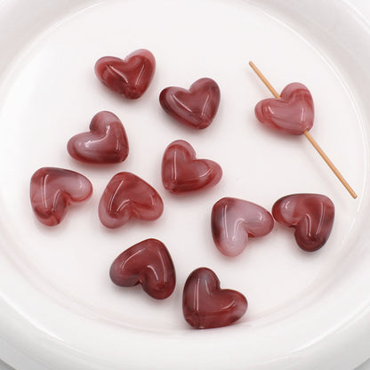 Marble Texture Heart Acrylic Beads 17mm Gradient Color Mixed 40pcs 4