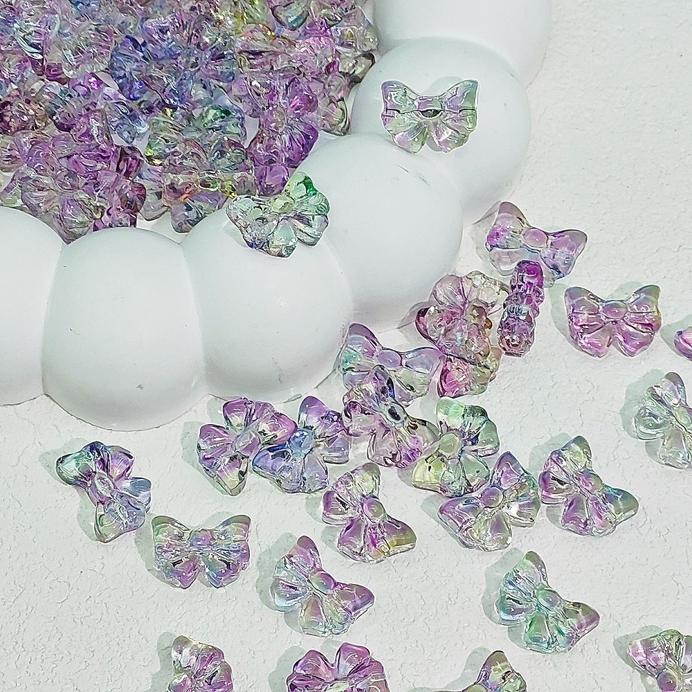 Sweet Bow Glass Beads 14mm Transparent Pastel Mixed Colors 50pcs 2
