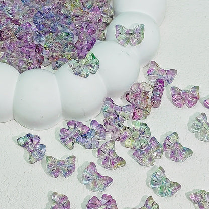 Sweet Bow Glass Beads 14mm Transparent Pastel Mixed Colors 50pcs 2