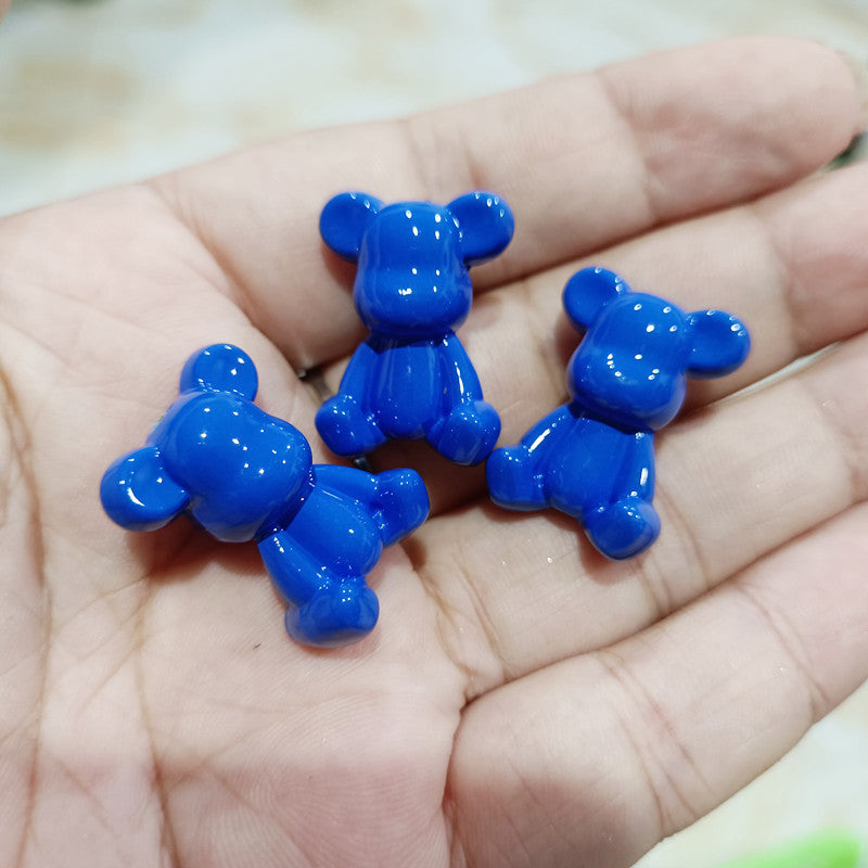 Baking Painted Bear Acrylic Beads 18x24mm Glossy Colorful 100pcs 11
