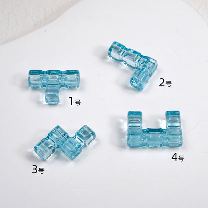 Clear Terris Block Acrylic Beads 20mm Translucent Geometric 50pcs 14