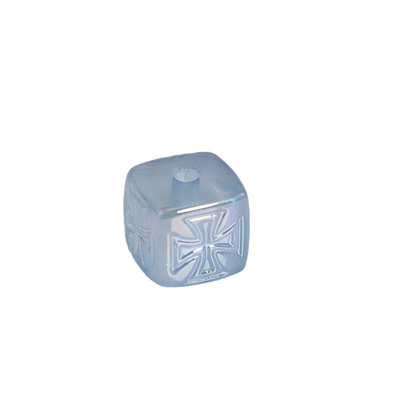 Cross Pattern Acrylic Square Beads 13x15mm Translucent Pastel 20pcs 5