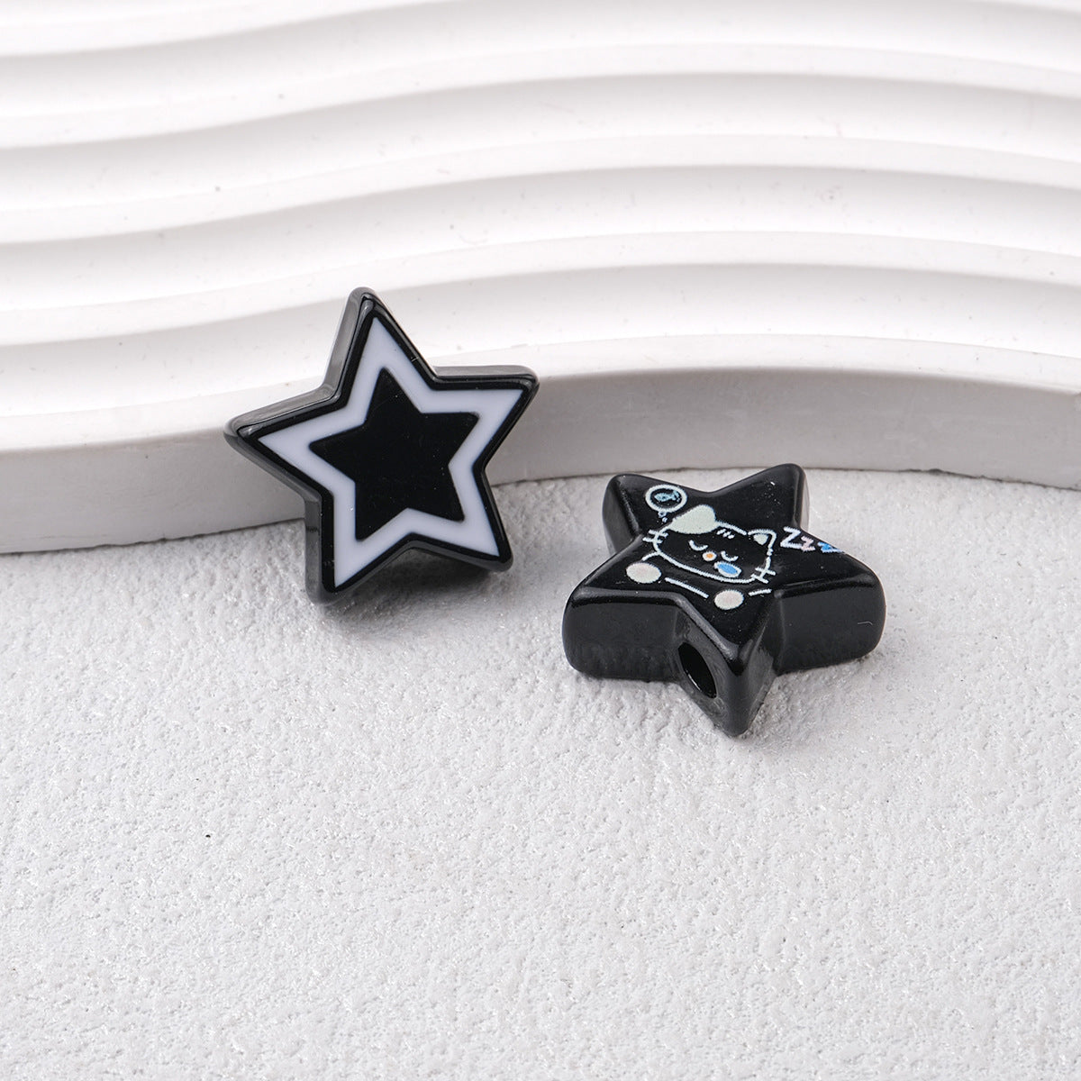 Star Acrylic Beads 22mm Cat Pattern Glossy Colorful 20pcs 6