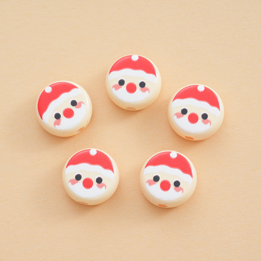 Baking Painted Flat Acrylic Beads 18mm Christmas Series 10pcs 8
