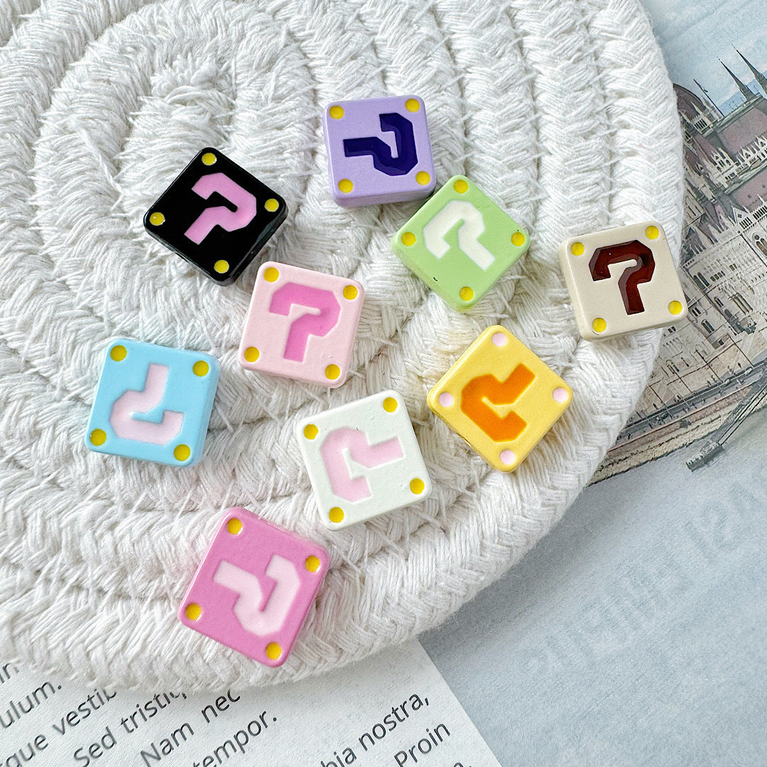 Square Metal Beads 11mm Painted Question Mark Design 20pcs 14