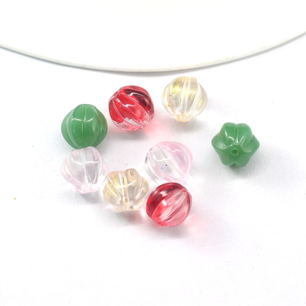 Pumpkin Glass Beads 10mm Imitation Jade Transparent Colors 20pcs 2