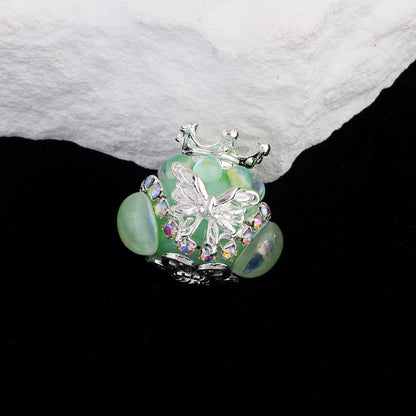 Butterfly Crown Polymer Clay Rhinestone Beads 21mm Round 6pcs 7