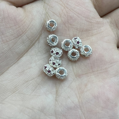 Brass Hollow Zirconia Embedded Spacer Beads 4.5-10mm Vintage 10pcs 7
