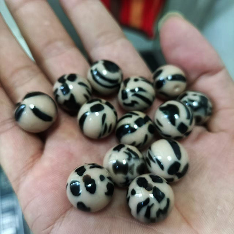 Leopard Dotted Resin Beads 10/12/16mm Glossy Mixed Colors 100pcs 4