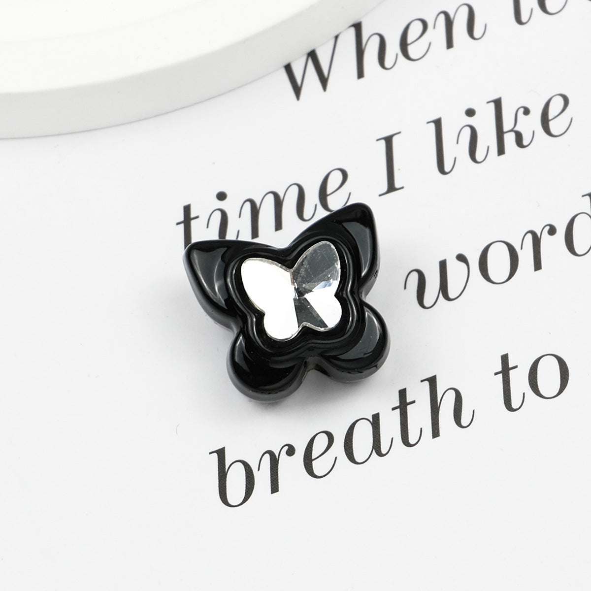 Painted Butterfly and Bear Acrylic Beads Imitation Zirconia Embedded 6pcs 3
