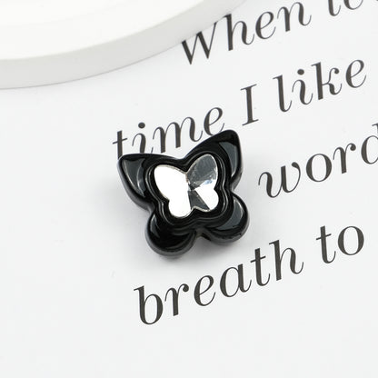 Painted Butterfly and Bear Acrylic Beads Imitation Zirconia Embedded 6pcs 3