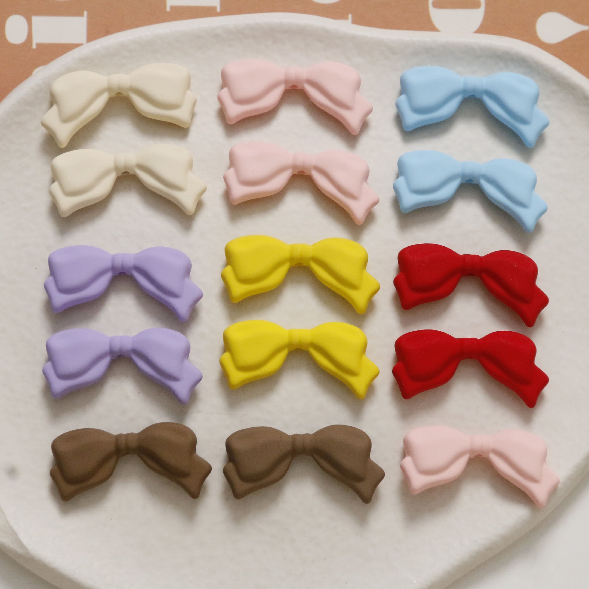 Rubberized Spray Painted Sweet Bow Acrylic Beads 13x29mm 2pcs