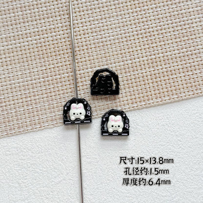 Baking Painted Window Kitten and Nice Rabbit Metal Beads 15/17mm 10pcs 11