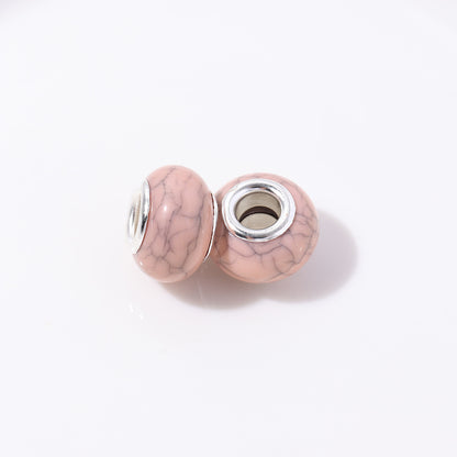 Resin Round Spacer Beads 14mm Imitation Turquoise Pattern 100pcs 12