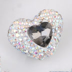Rhinestone Heart Clay Beads 24mm Colorful Sparkling 6pcs 6