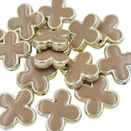 Clover Enamel CCB Plastic Acrylic Beads 30mm Glossy Gold Outline 50pcs