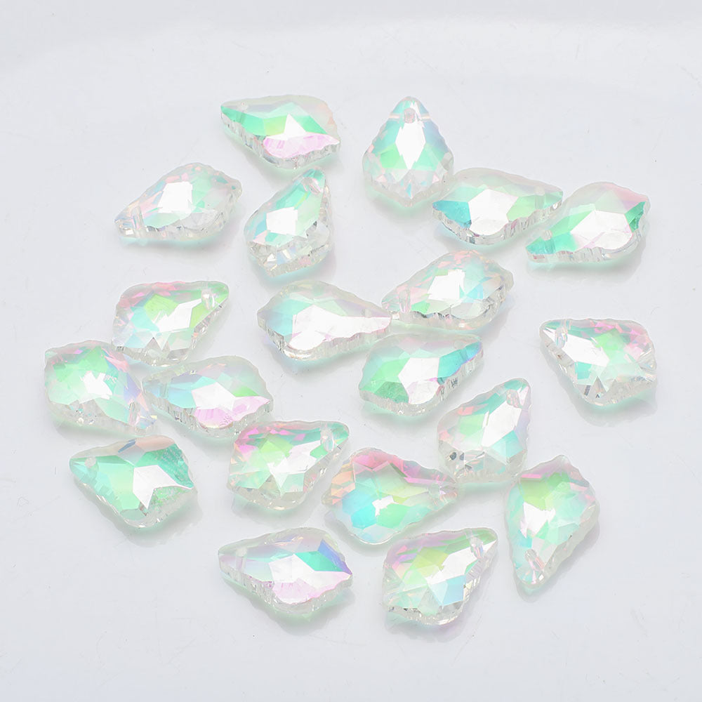 Electroplated Maple Leaf Glass Beads 11x16mm Double-Sided Single Hole 30pcs 31