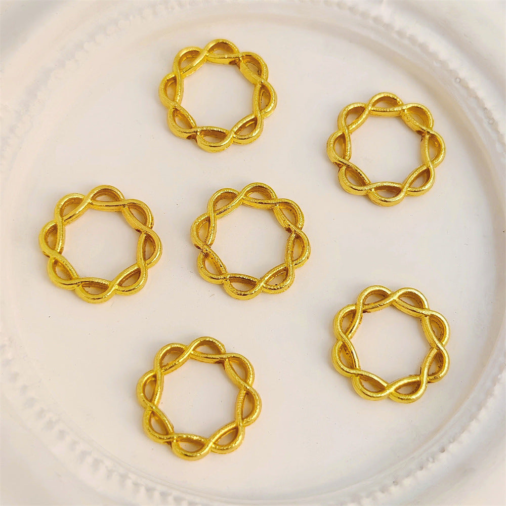 Filigree Flower Circle Metal Beads Frame 15mm Decorative 60pcs 4