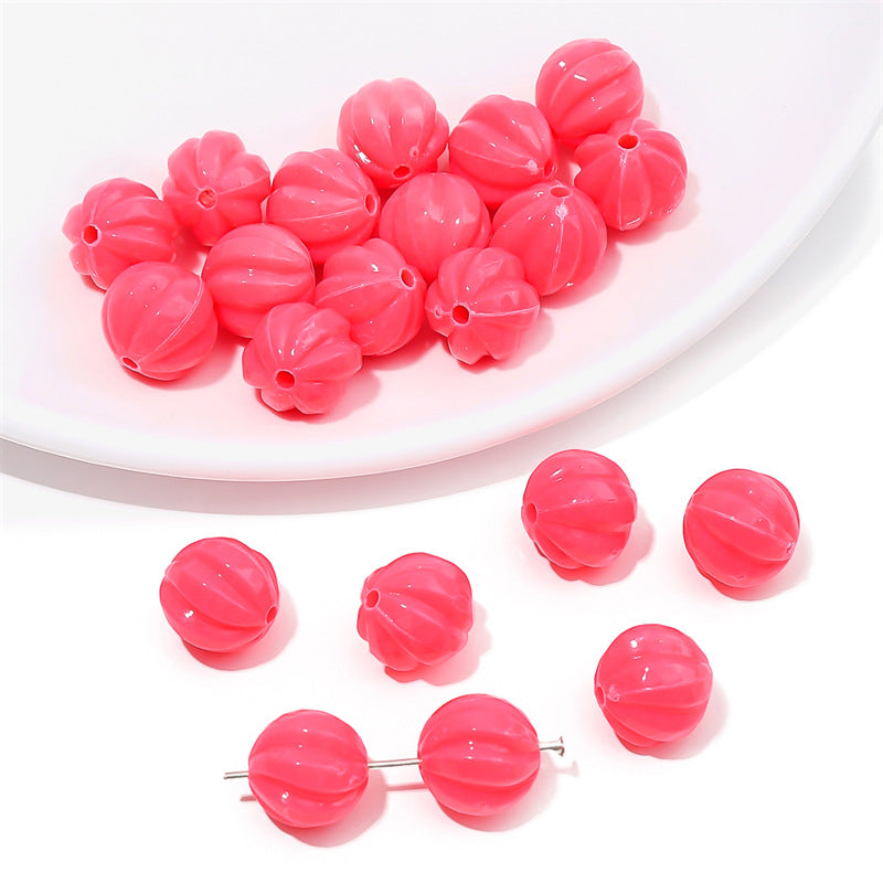Opaque Pumpkin Acrylic Beads 12mm Colorful Round 40pcs 9