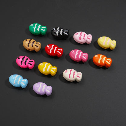 Painted Fish Acrylic Beads 22mm Colorful Cute 20pcs 3