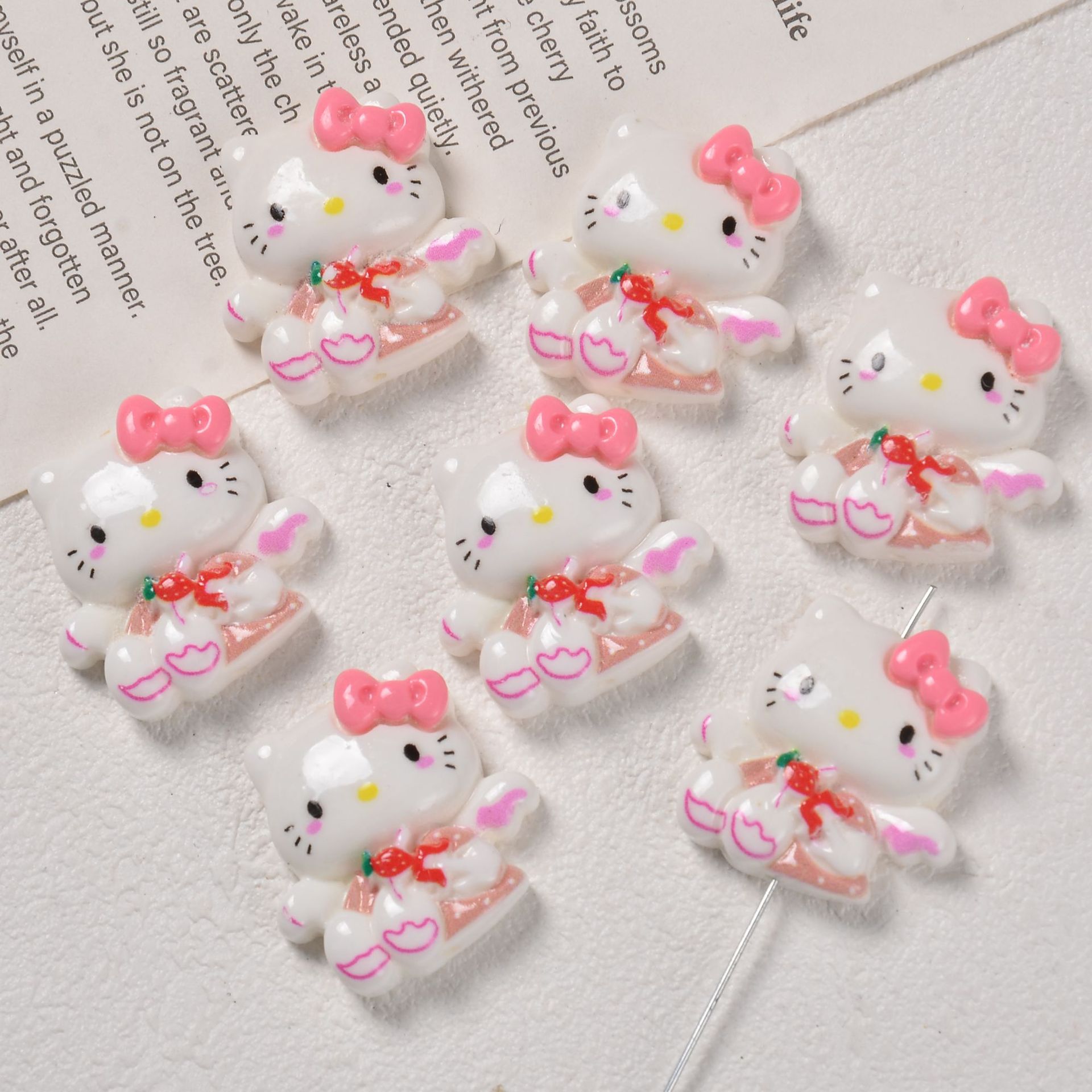 3D Enamel Character Resin Beads Glossy Pastel 2pcs 4