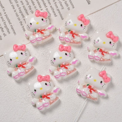 3D Enamel Character Resin Beads Glossy Pastel 2pcs 4
