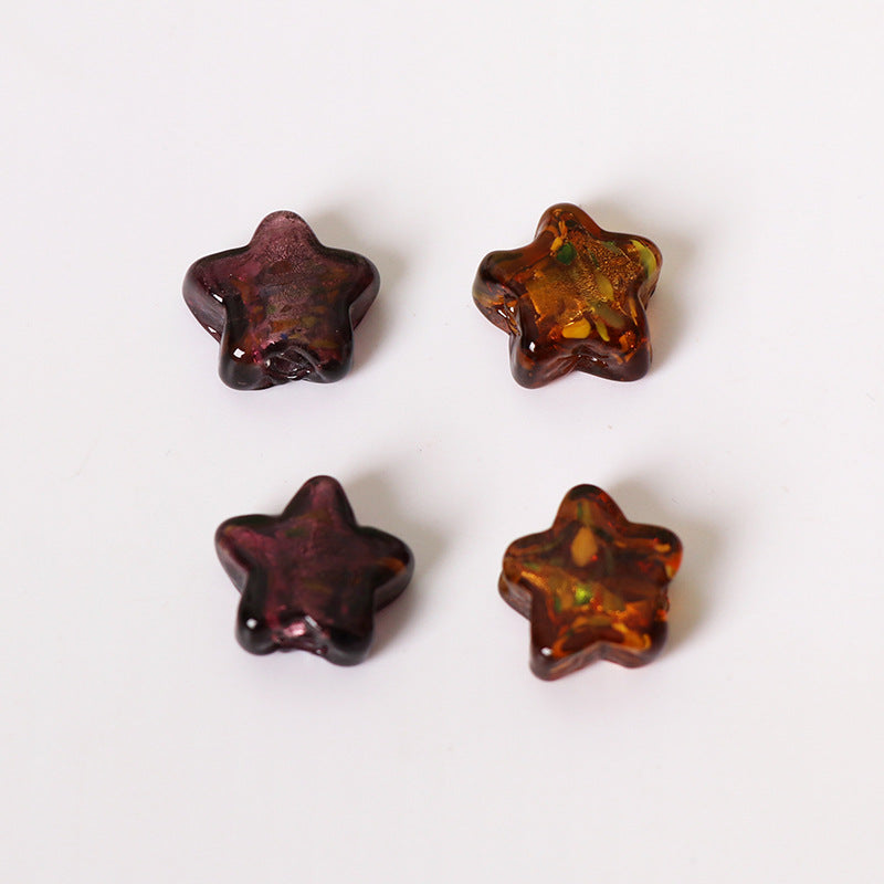 Lampwork Glass Beads Star 15mm Vintage Foil Filled 50pcs 2