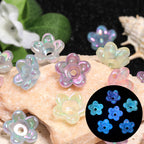Glow Valley Lily Acrylic Beads 19mm Iridescent Pastel Blue Green Glow 50pcs