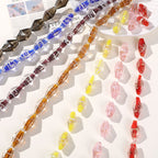 Lampwork Glass Beads Rhombus 24mm Silver Foil Filled Dyed Core 10pcs