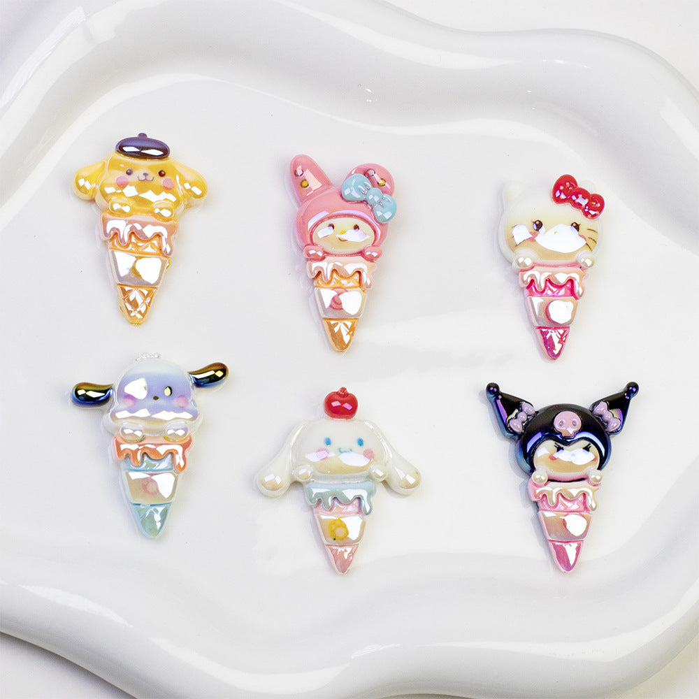 Ice Cream Character Resin Beads Glossy Pastel Colors 20pcs 2