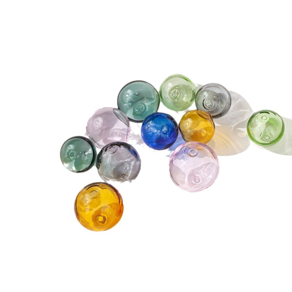 Clear Blown Glass Beads 12-18mm Multi Color Smooth Round 4pcs 5