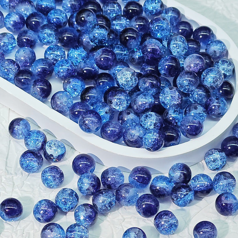 Crackle Glass Beads Round 10mm Transparent Mixed Colors 50pcs 15