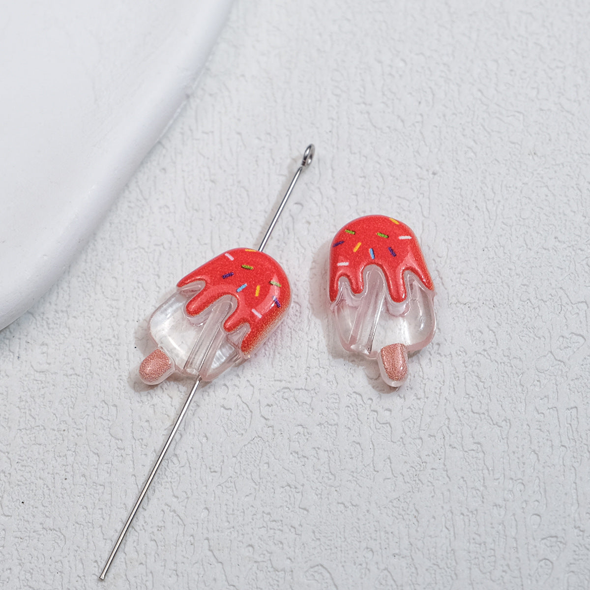 Clear Popsicle Acrylic Beads 20mm Colorful Drip Design 50pcs 11