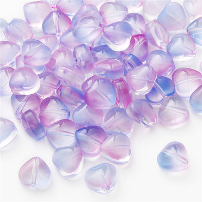 Heart Shape Glass Beads 8mm Frosted Iridescent Pastel 20pcs 14