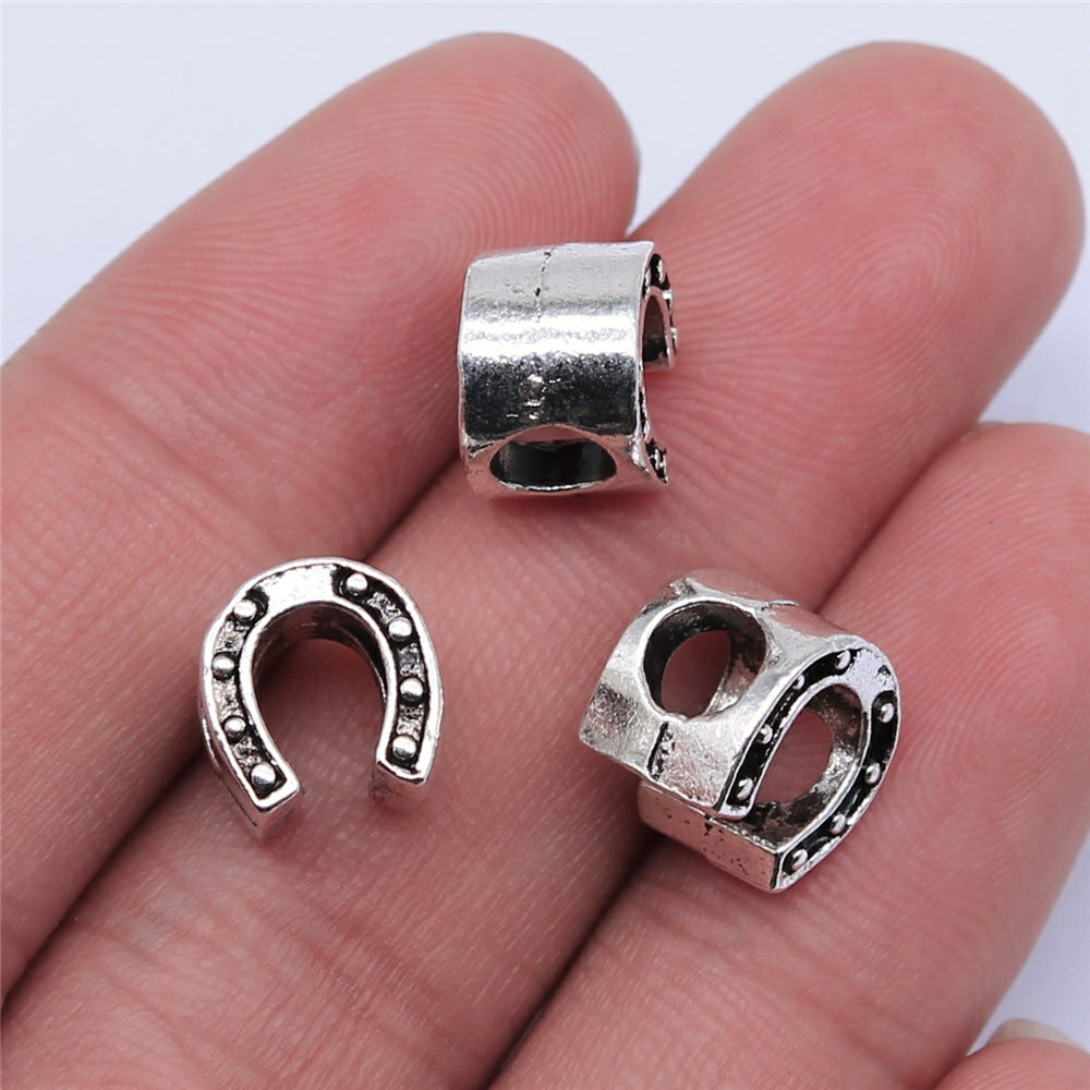 Horseshoe Metal Beads 10mm Large Hole Antique Alloy 50pcs 2