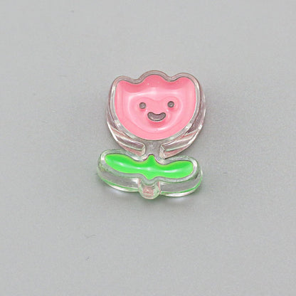 Transparent Bear Flower Acrylic Beads Playful Pastel Enamel 20pcs 14