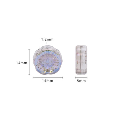 Electroplated Hawaiian Flower Glass Beads 14mm Transparent 20pcs 2
