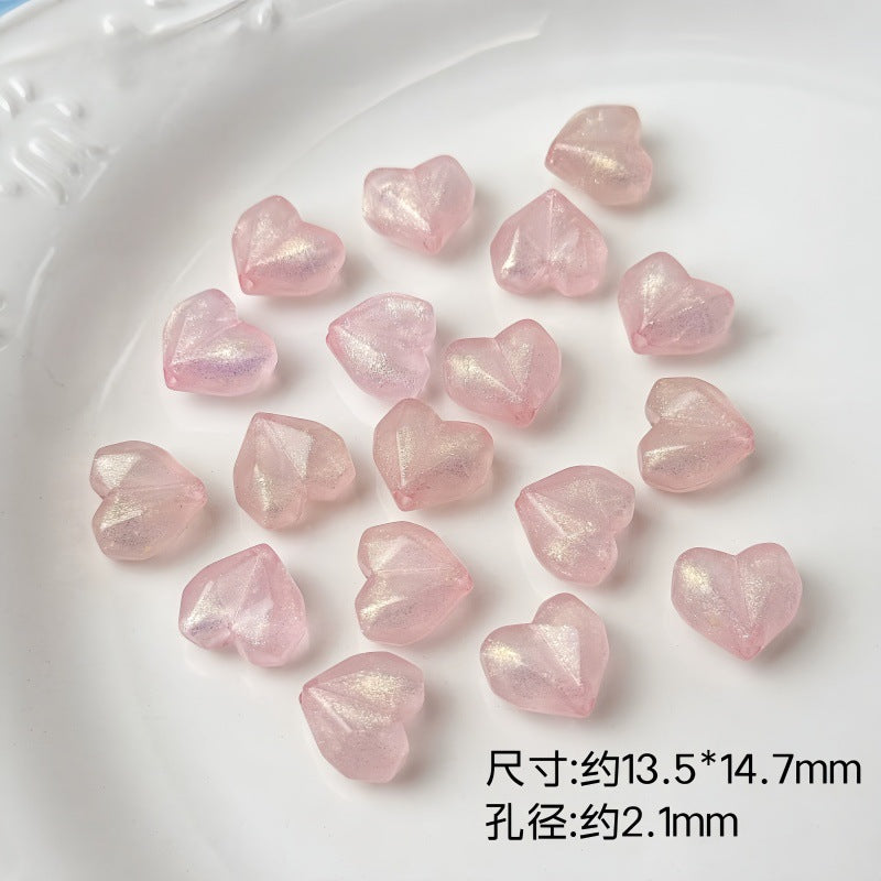 Faceted Glitter Heart Acrylic Beads 14mm Colorful Mixed 30pcs 7