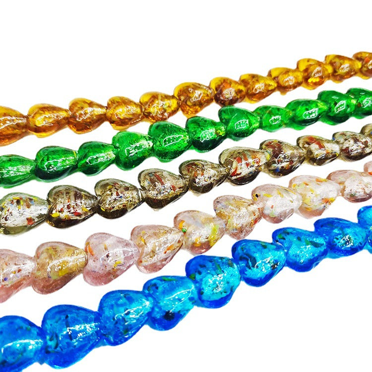 Lampwork Glass Beads Heart 15mm Gold Foil Mixed Colors 20pcs 4