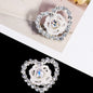 Hollow Floral Heart Rhinestone Beads 25mm Alloy Base 3pcs 6