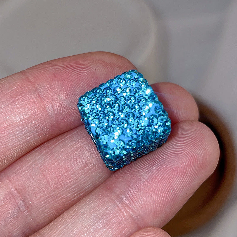 Leopard Print Rhinestone Polymer Clay Beads 14mm Square 15mm Round 10pcs 32