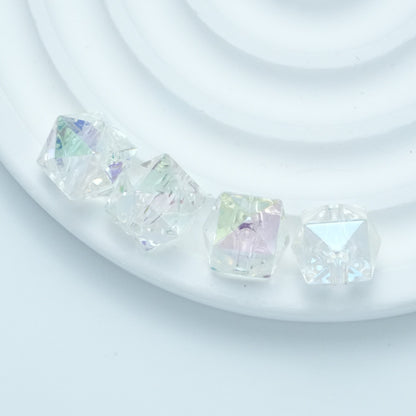 Transparent Irregular Faceted Acrylic Square Beads 12mm UV Plating 100pcs 7