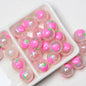 Hand Painted Cat Claw Strawberry Series Acrylic Beads 16mm 10pcs 8