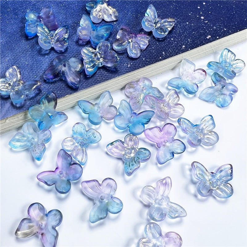 Czech Glass Beads Butterfly 11mm Translucent Purple Blue Pink 50pcs 2