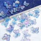 Czech Glass Beads Butterfly 11mm Translucent Purple Blue Pink 50pcs 2